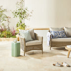 Fauteuil d'extérieur en osier naturel Hamptons
