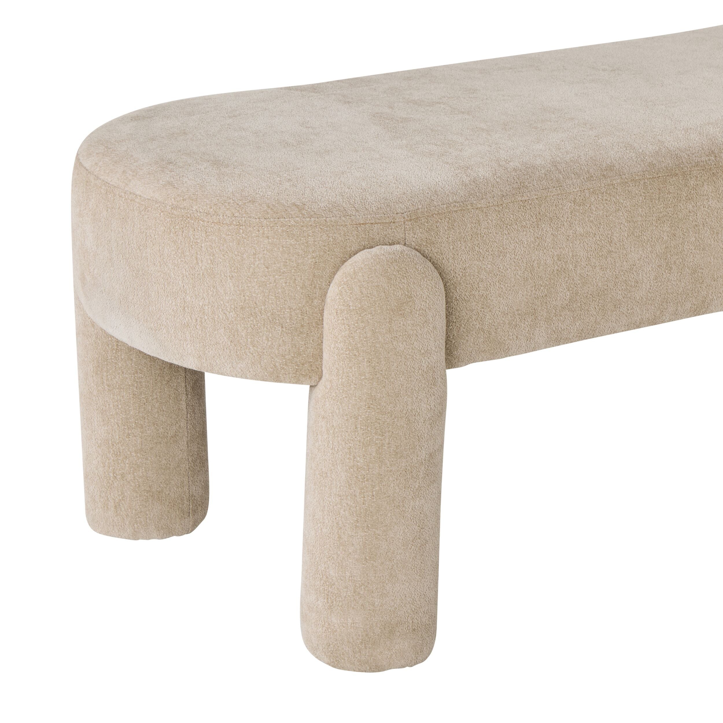 Chenille Upholstered Bench Shades of Taupe