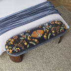 Banc en velours bleu marine foncé brodé à la main