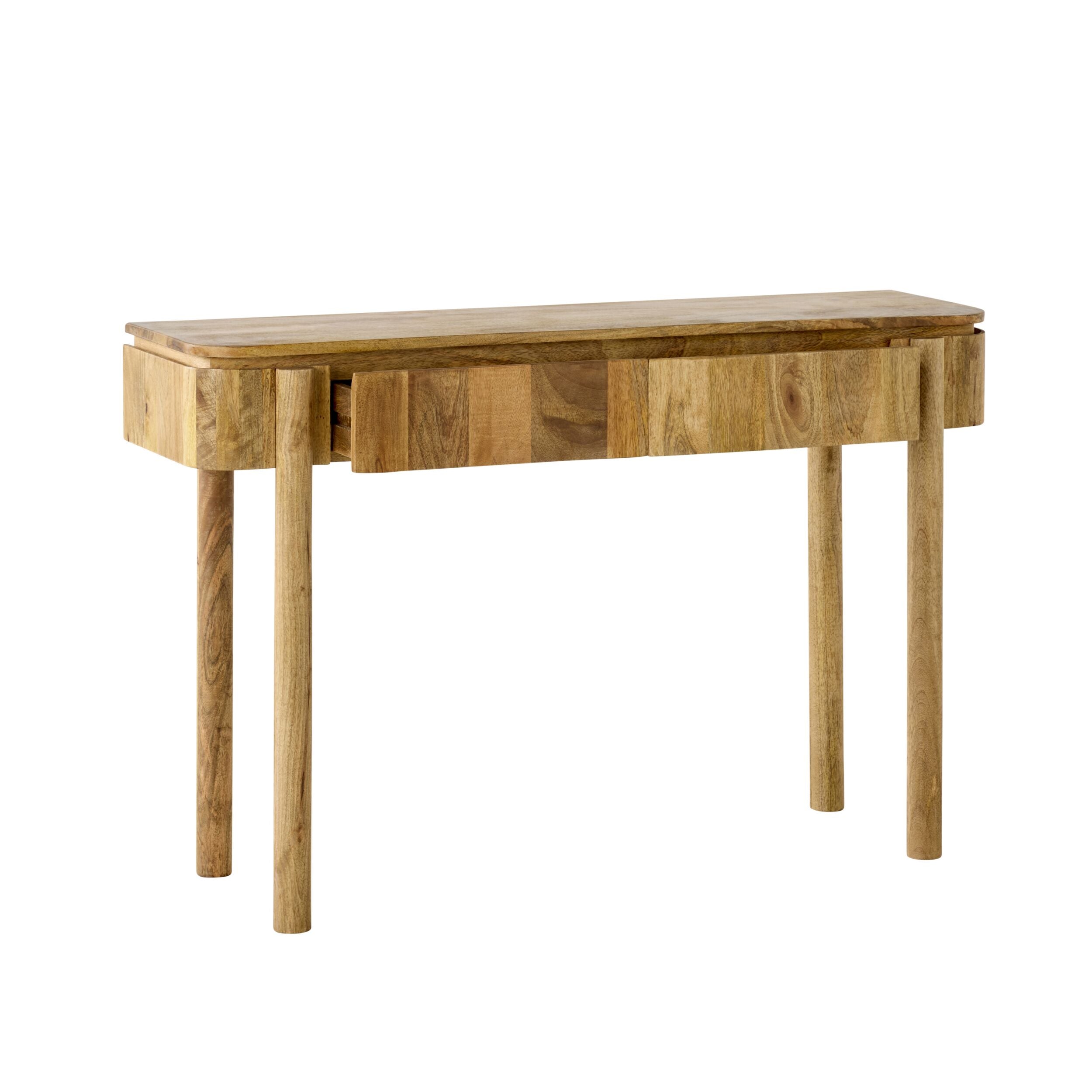 Solid Mango Wood Console Table 2 Drawer 120cm
