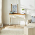 Hamptons Pine Console Table 2 Drawer White