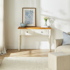 Console de table Hamptons Pin 2 tiroirs Blanc